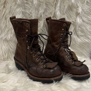 Chippewa Dark Brown Leather Lace-Up Boots